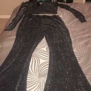 2 piece glittered bell bottom set